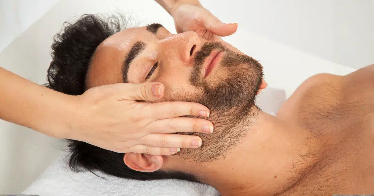 Licensed esthetician performing a men’s facial in Philadelphia
